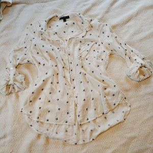 Origami crane button up top